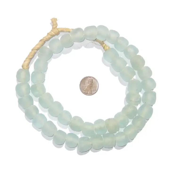 14mm Aqua Recycled Glass Beads 