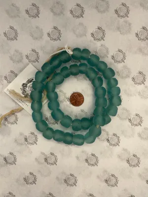 14mm Light Teal Wave Recycled Glass Beads 