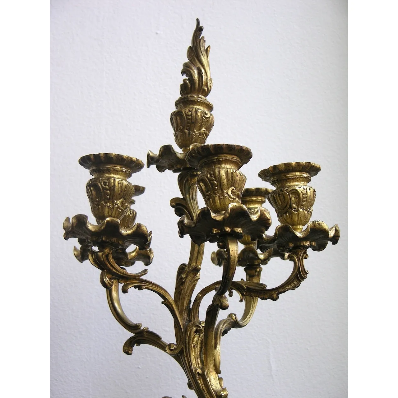 1870s Antique French Pair of Napoleon III Bronze and Ormolu Candelabra
