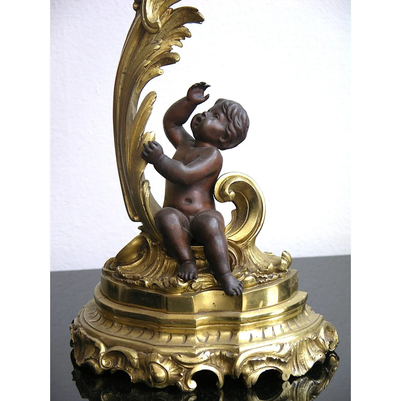 1870s Antique French Pair of Napoleon III Bronze and Ormolu Candelabra