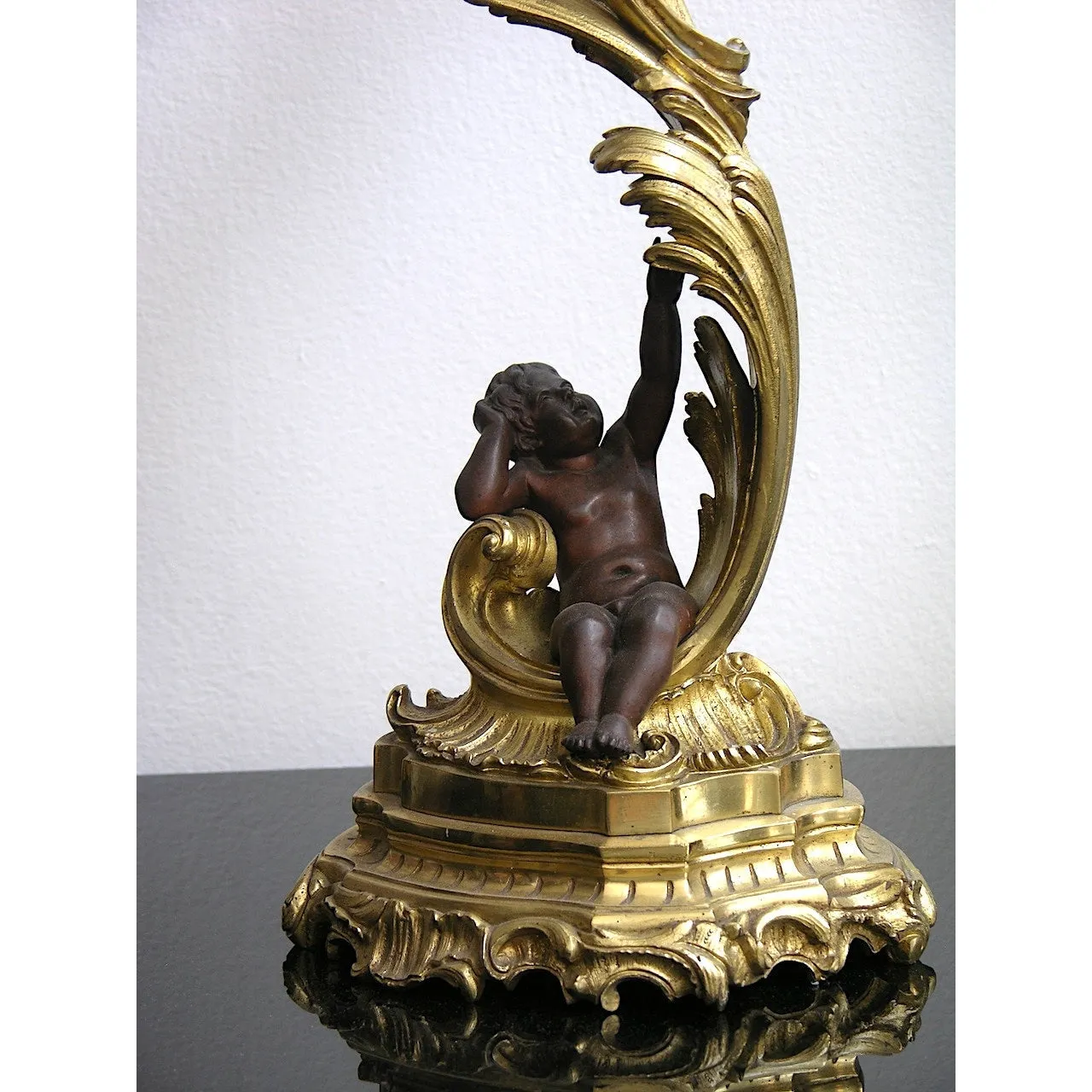 1870s Antique French Pair of Napoleon III Bronze and Ormolu Candelabra