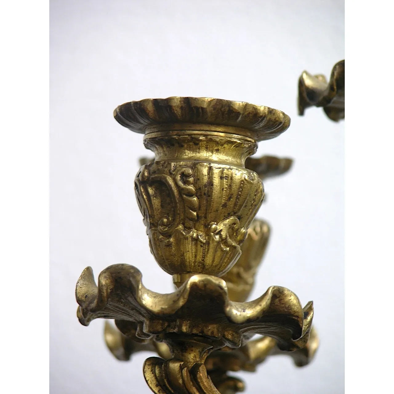 1870s Antique French Pair of Napoleon III Bronze and Ormolu Candelabra