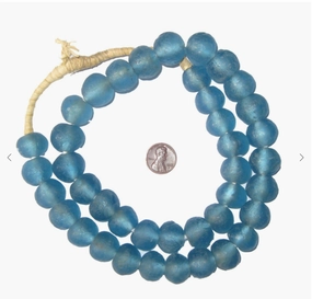 18mm Light Blue Recycled Glass Beads 
