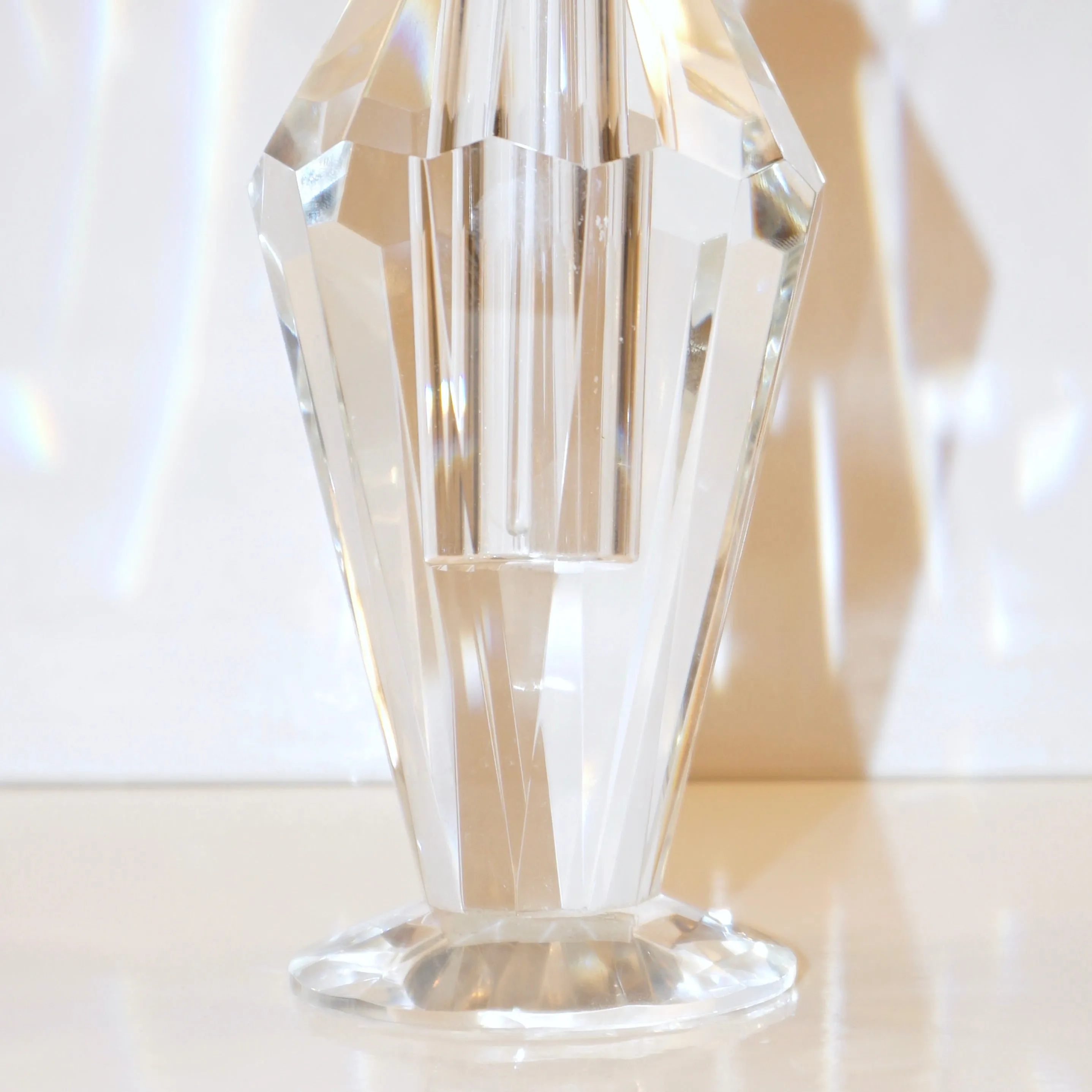 1950s American Vintage Diamond Cut Multi Faceted Tall Crystal Perfume Bottle