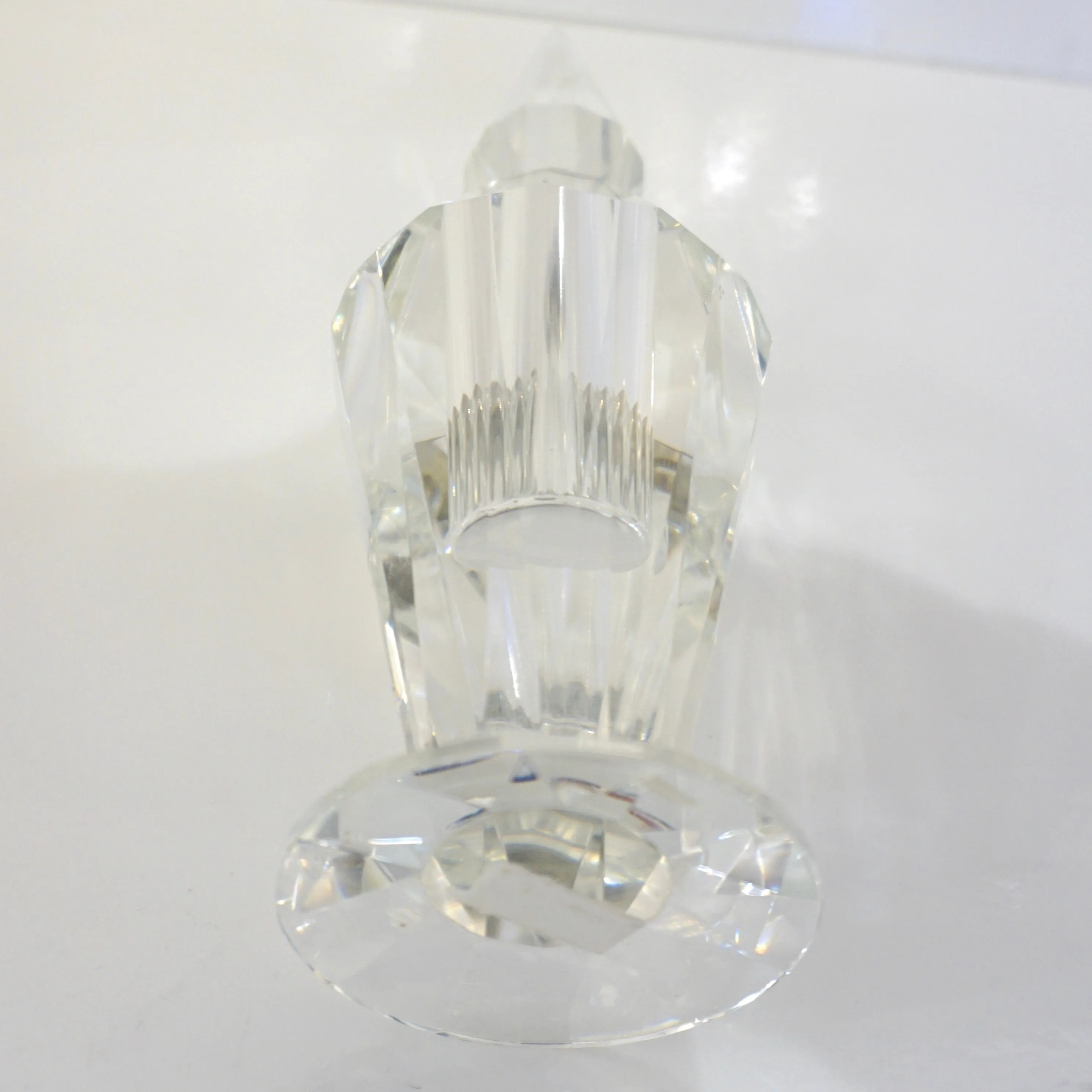 1950s American Vintage Diamond Cut Multi Faceted Tall Crystal Perfume Bottle