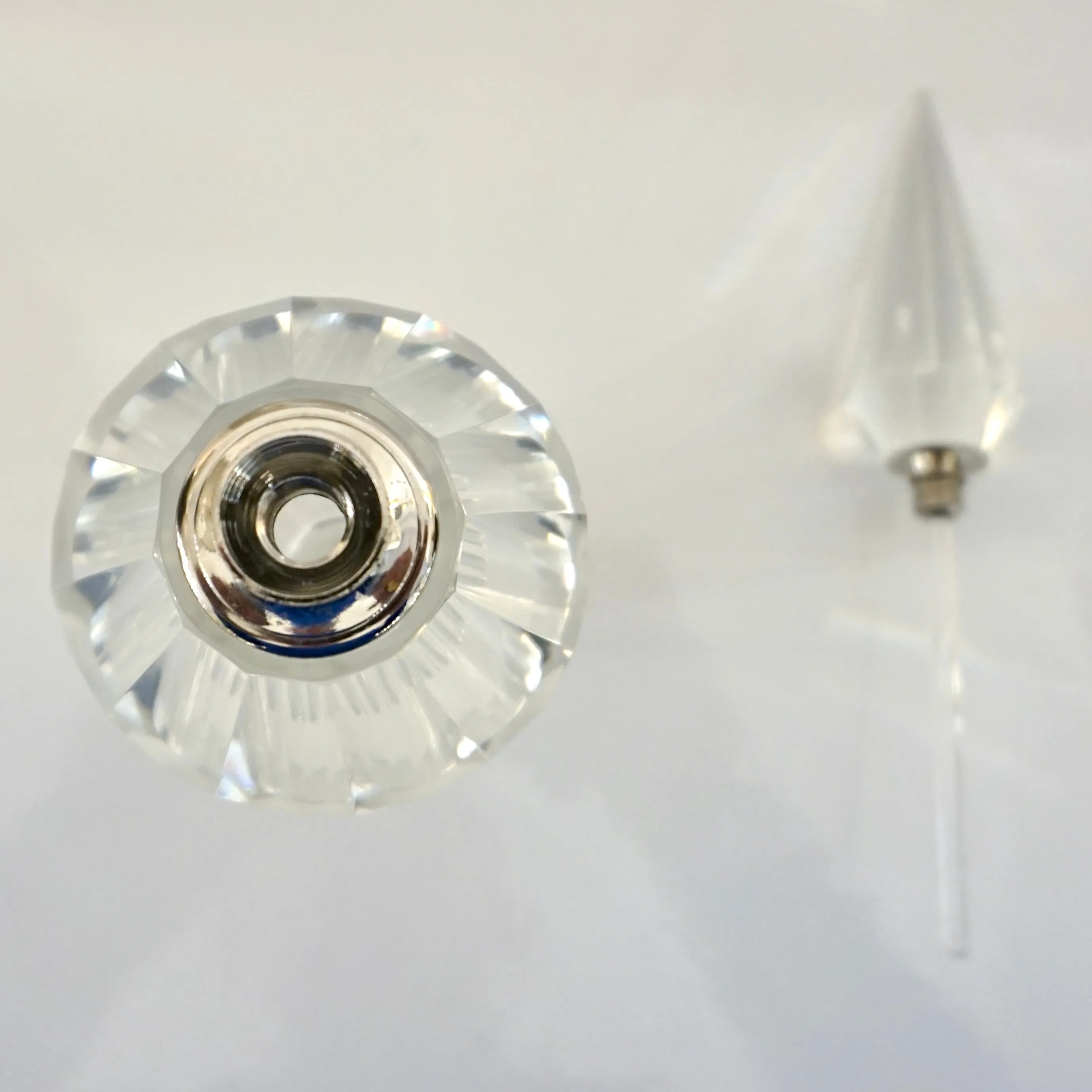 1950s American Vintage Diamond Cut Multi Faceted Tall Crystal Perfume Bottle