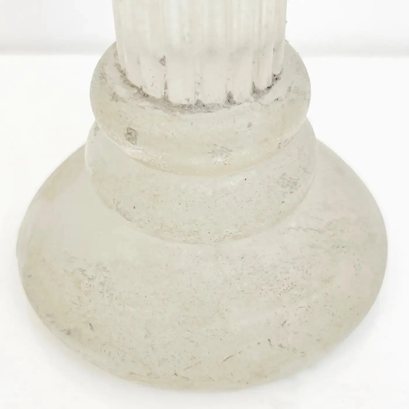 1950s Mid-Century Modern Italian White Grey Scavo Murano Glass Pair Candlesticks