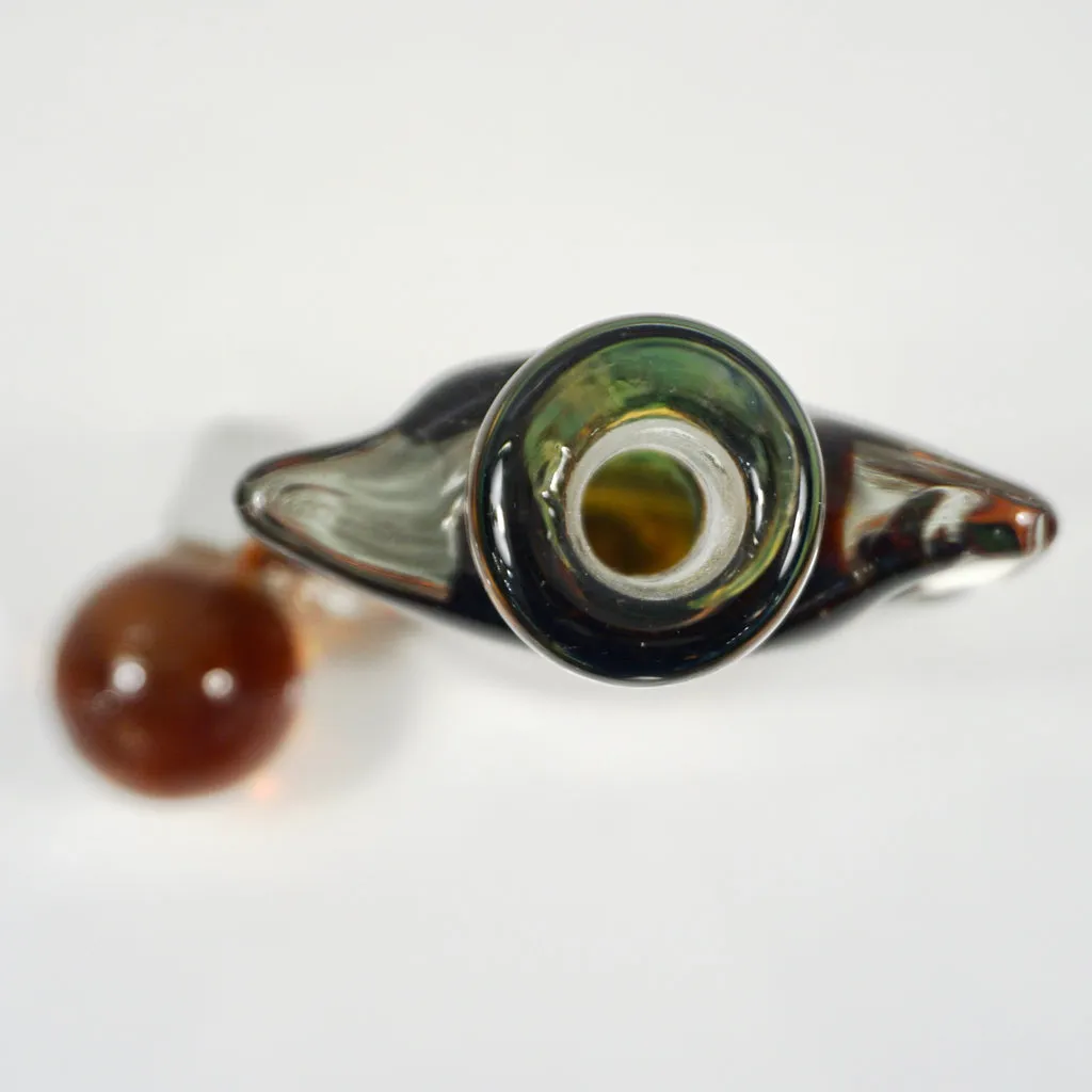 1950s Venini Vintage Italian Crystal Green Orange Layered Murano Glass Bottle