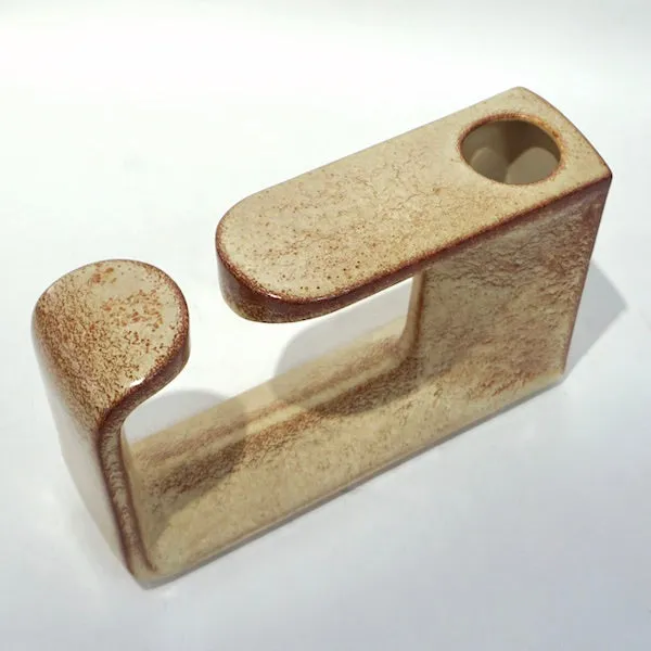 1960 Bertoncello Italian Vintage Ceramic Abstract Sculpture Beige Cubist Vase