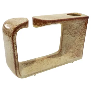 1960 Bertoncello Italian Vintage Ceramic Abstract Sculpture Beige Cubist Vase 
