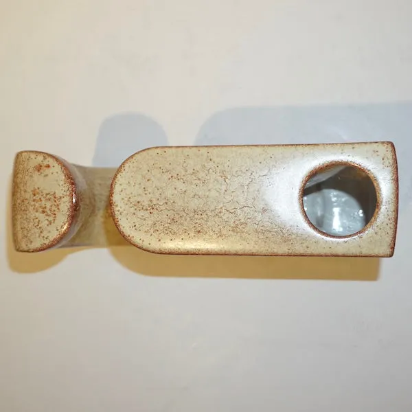 1960 Bertoncello Italian Vintage Ceramic Abstract Sculpture Beige Cubist Vase