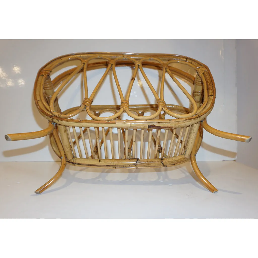 1960s Italian Vintage Mid-Century Modern Natural Rattan Wicker Magazine Holder