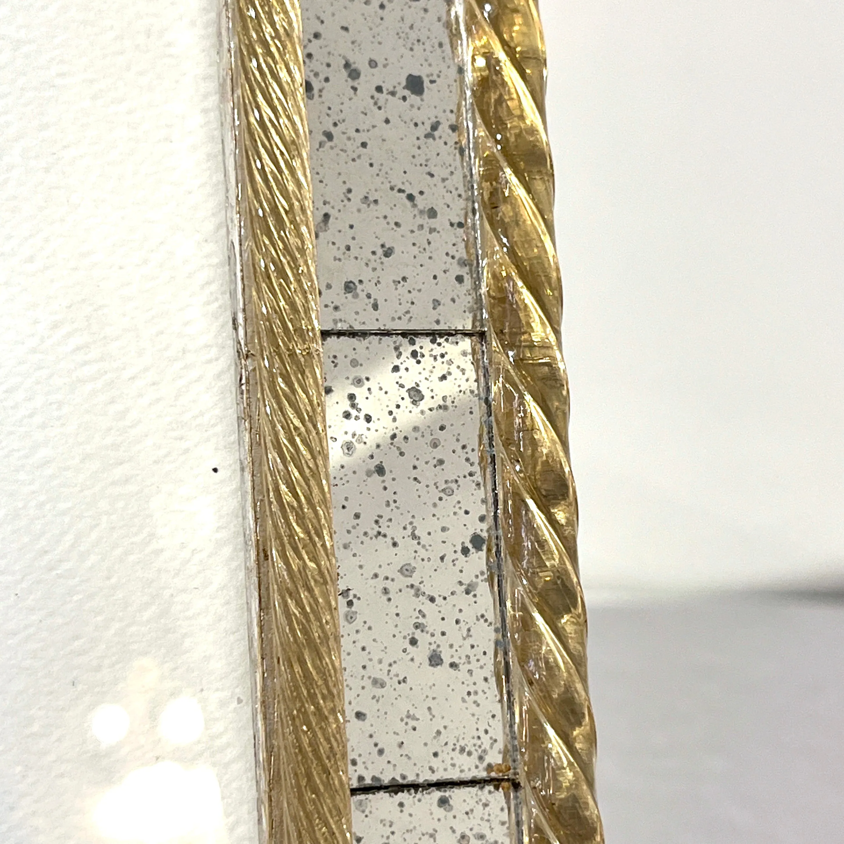 1960s Italian Vintage Mirror & Gold Twisted Murano Glass Silvered Photo Frame