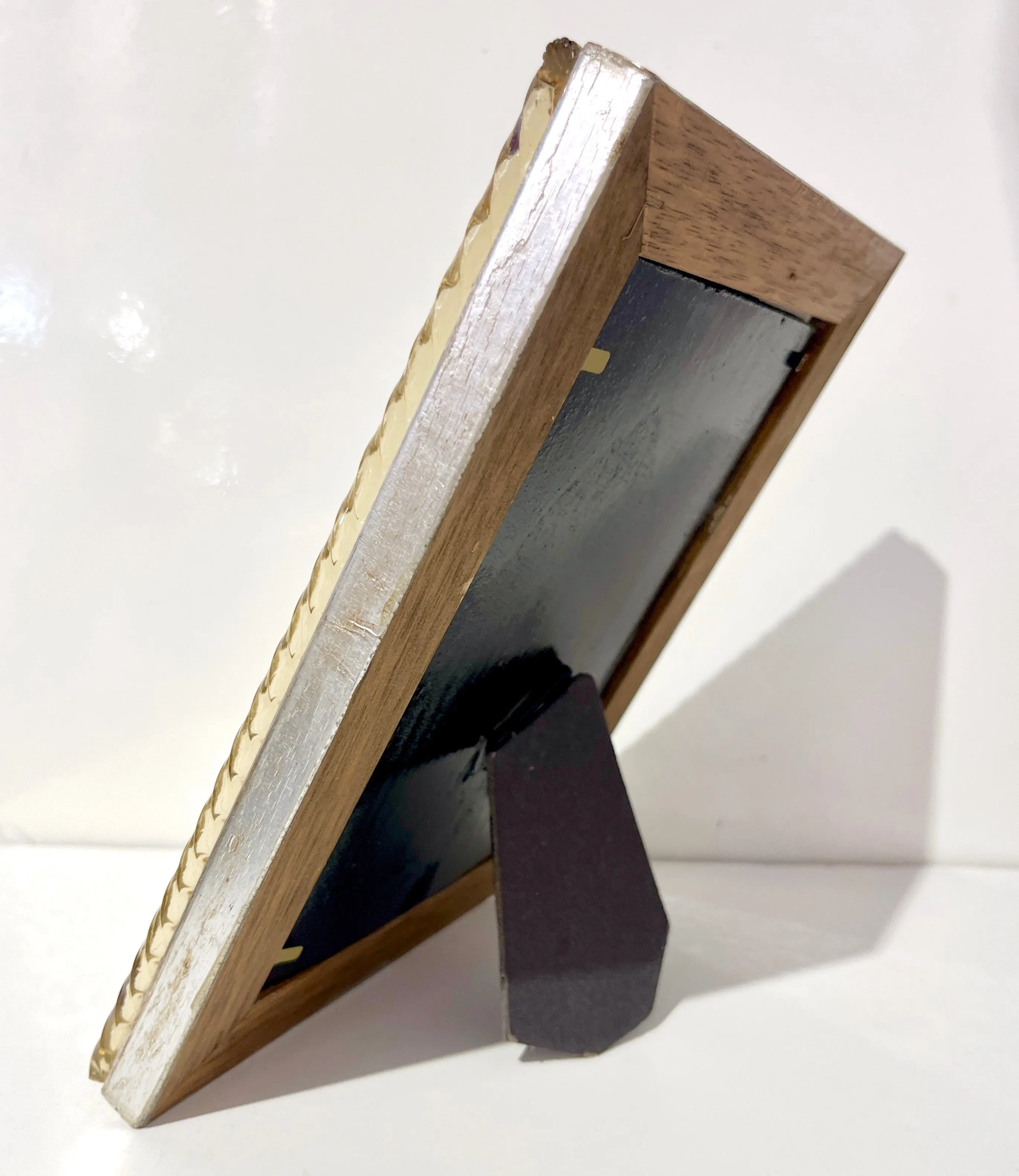 1960s Italian Vintage Mirror & Gold Twisted Murano Glass Silvered Photo Frame