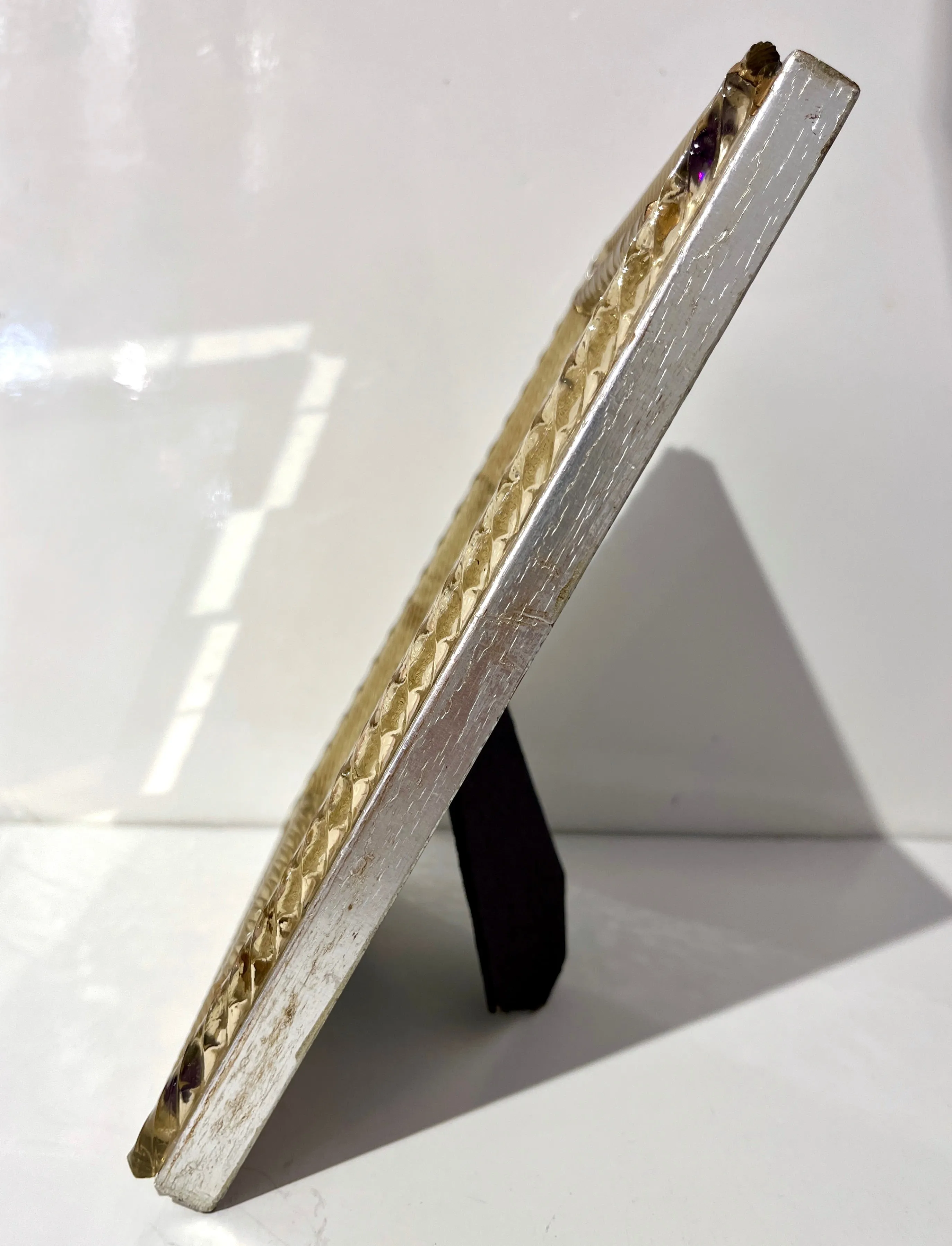 1960s Italian Vintage Mirror & Gold Twisted Murano Glass Silvered Photo Frame