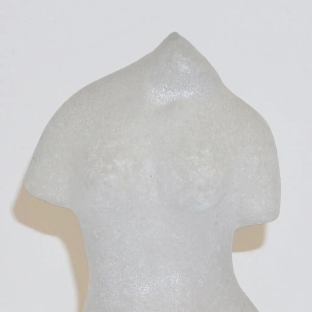 1960s Italian White Scavo Murano Glass Nude Figure