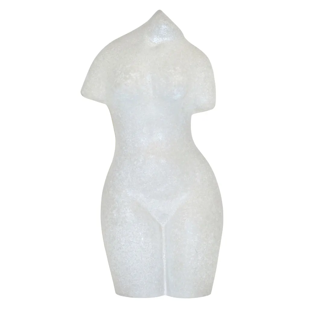 1960s Italian White Scavo Murano Glass Nude Figure 
