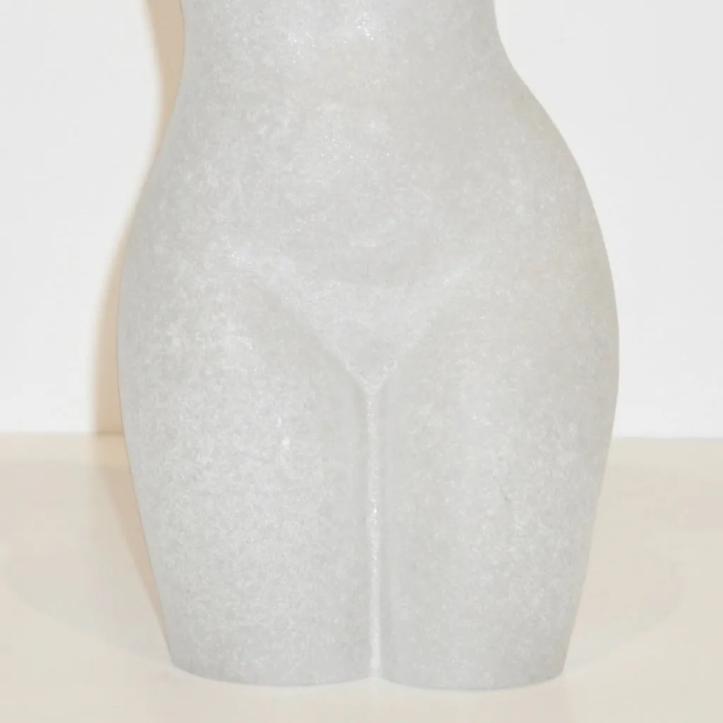 1960s Italian White Scavo Murano Glass Nude Figure
