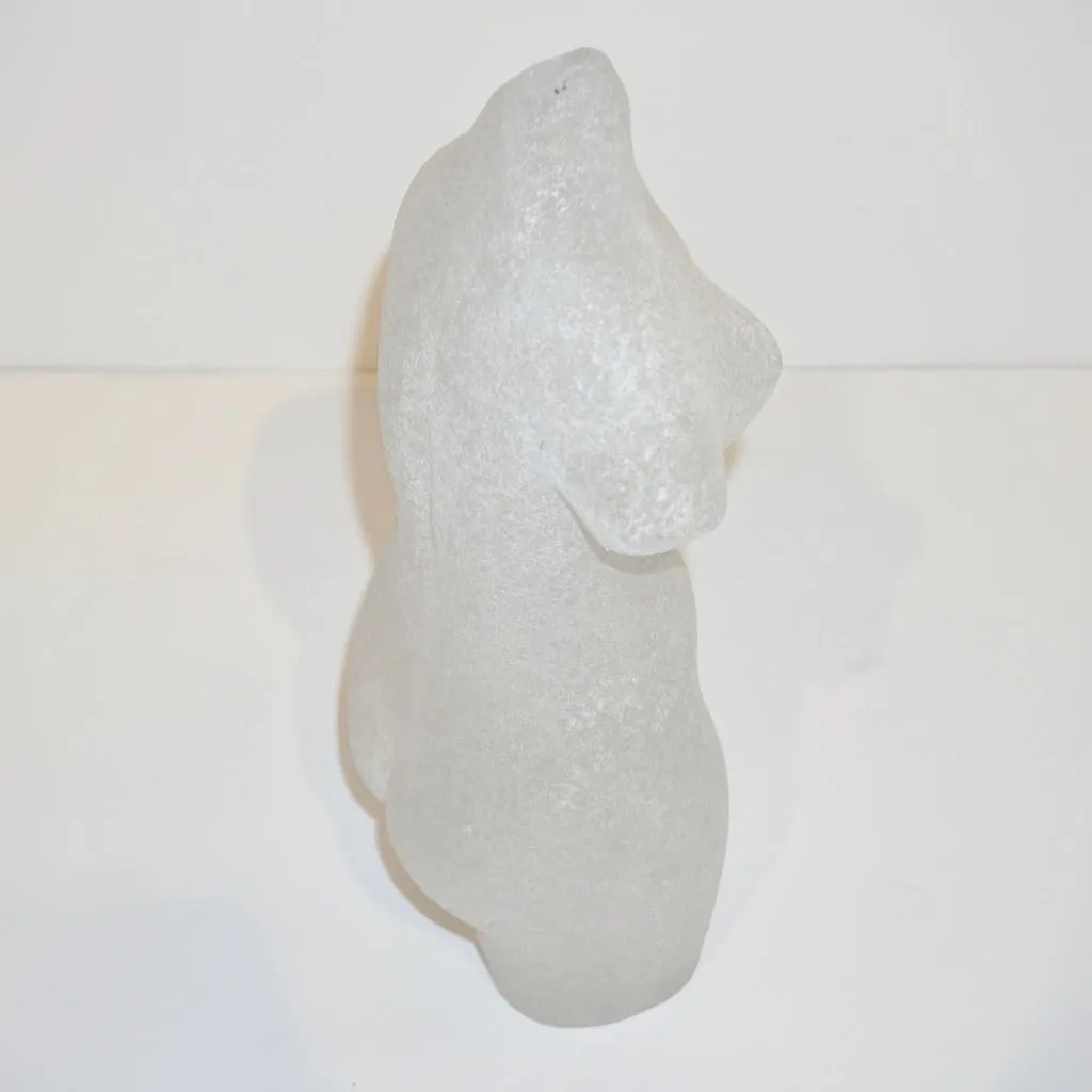 1960s Italian White Scavo Murano Glass Nude Figure