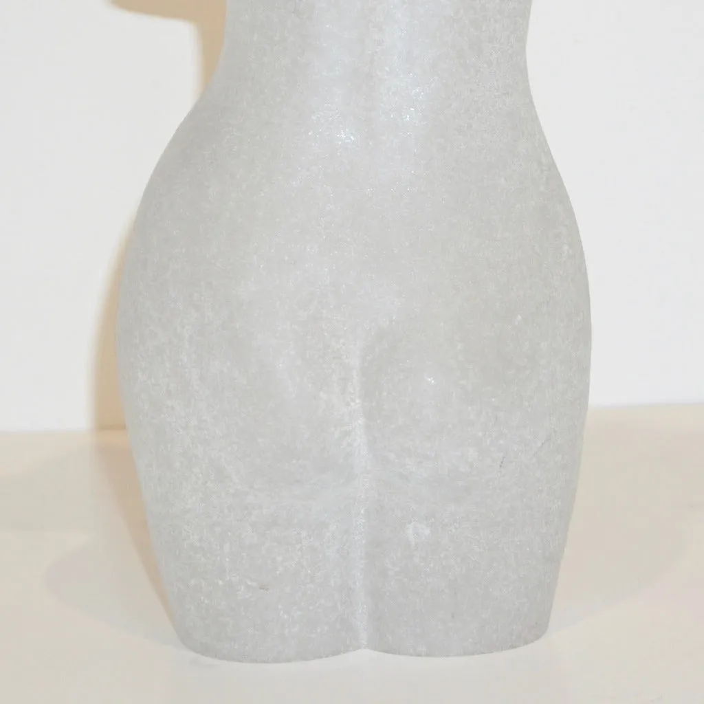 1960s Italian White Scavo Murano Glass Nude Figure