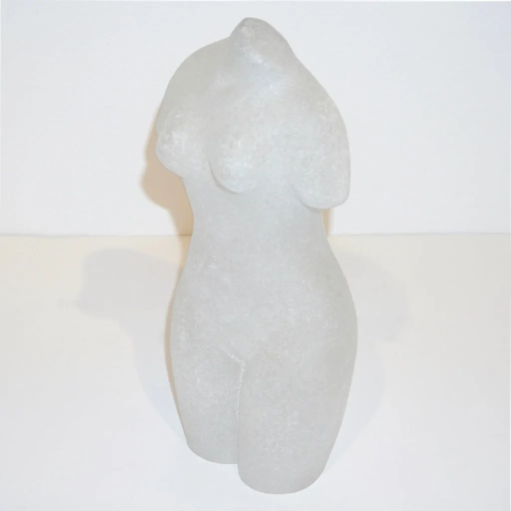 1960s Italian White Scavo Murano Glass Nude Figure