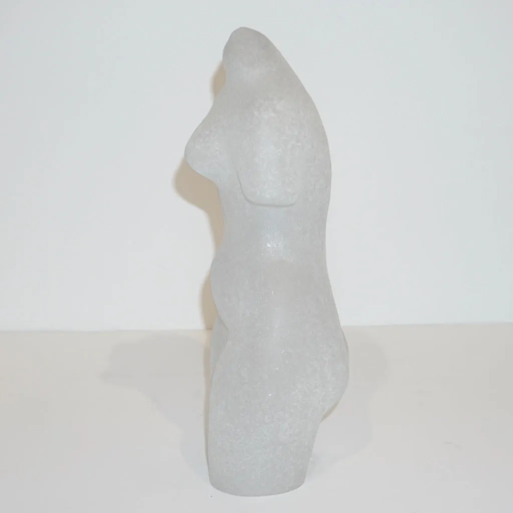 1960s Italian White Scavo Murano Glass Nude Figure
