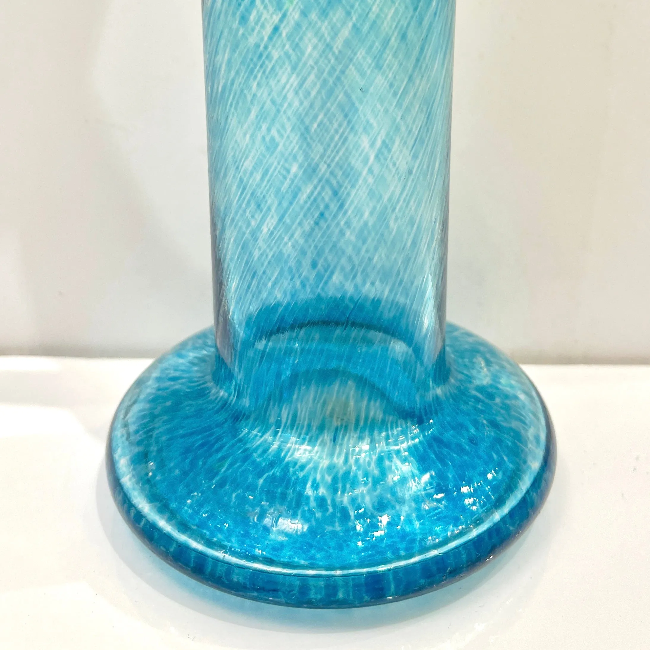 1970s Bertil Vallien Swedish Blue Green Yellow Art Glass Vase for  Kosta Boda