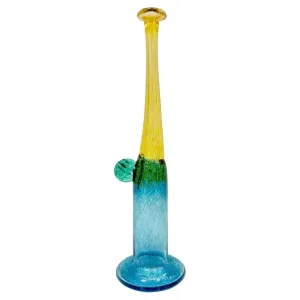 1970s Bertil Vallien Swedish Blue Green Yellow Art Glass Vase for  Kosta Boda 
