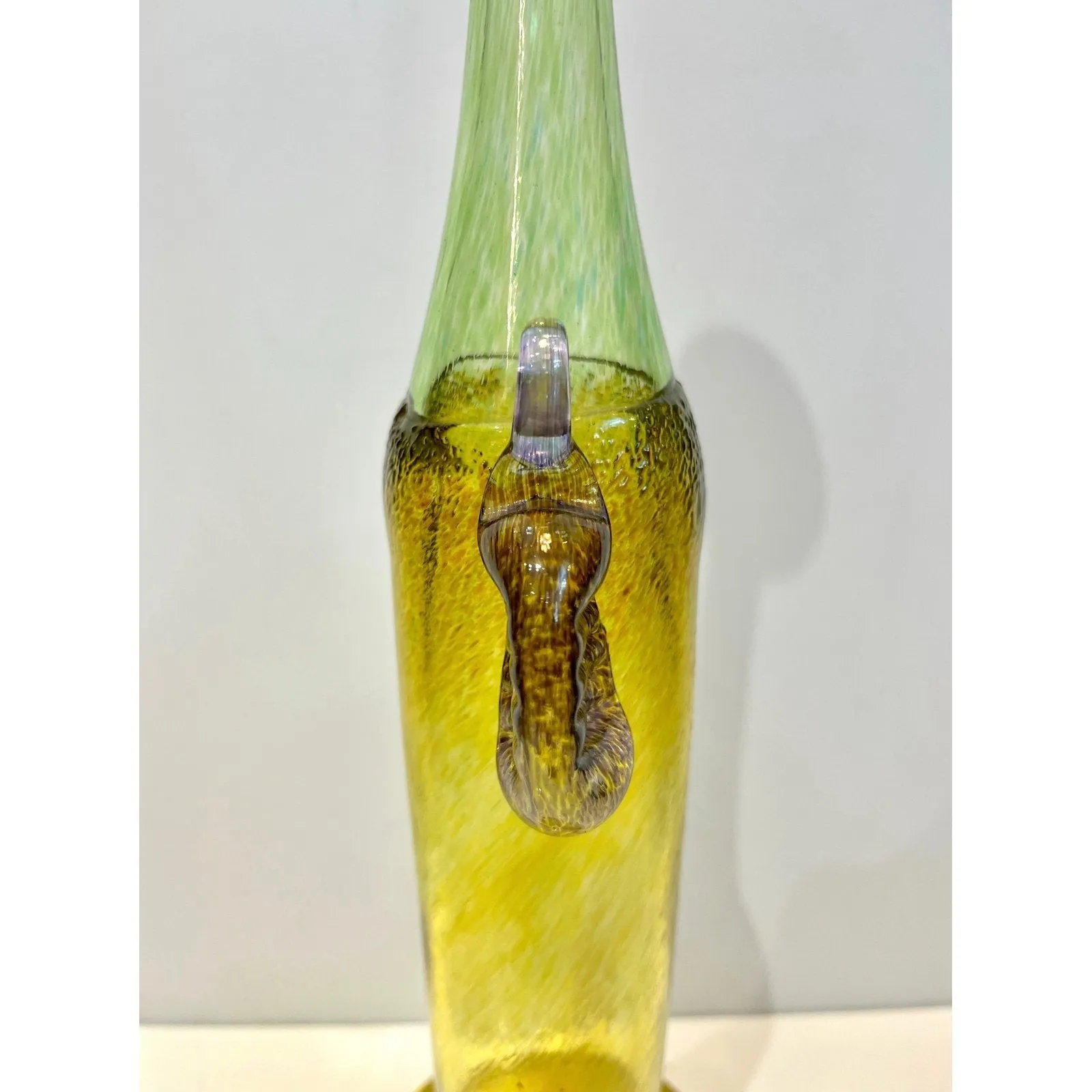 1970s Bertil Vallien Swedish Purple Green Yellow Art Glass Vase for Kosta Boda