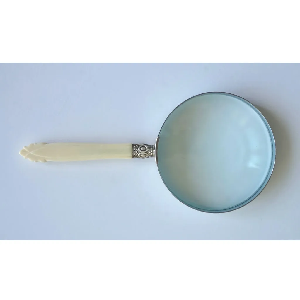 1970s English Magnifying Glass and Letter Opener Desk Set with Bone Handles