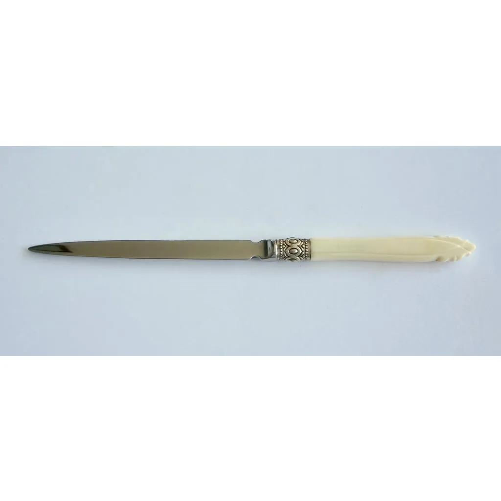 1970s English Magnifying Glass and Letter Opener Desk Set with Bone Handles