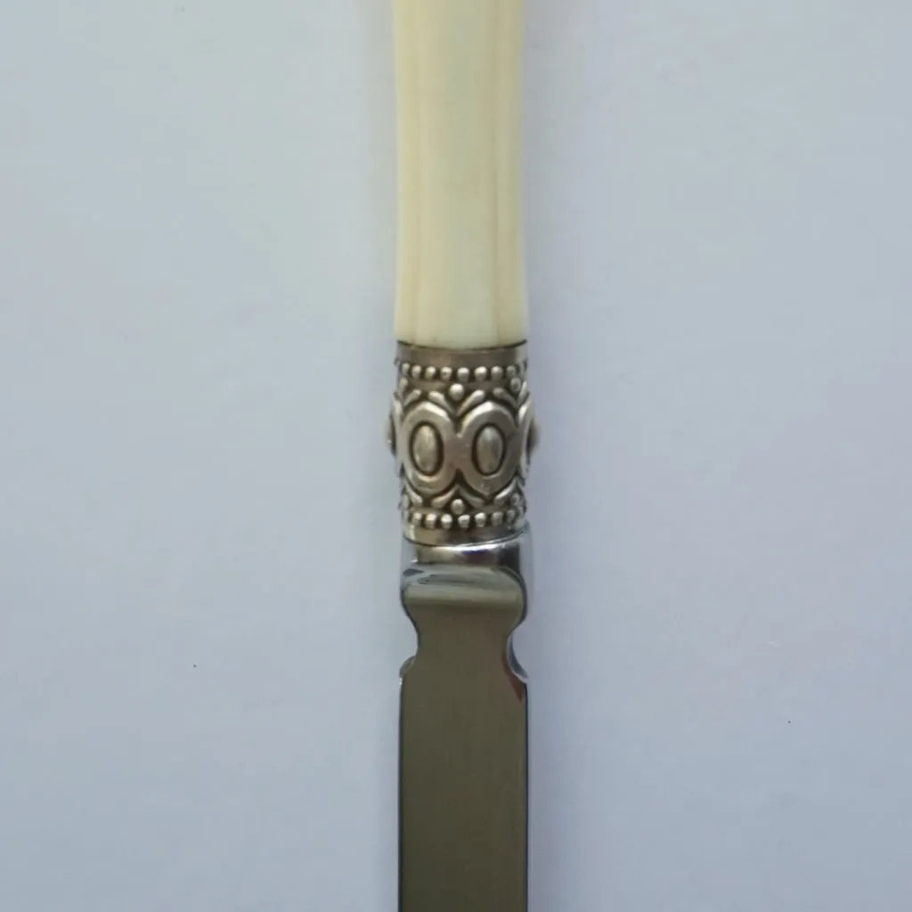 1970s English Magnifying Glass and Letter Opener Desk Set with Bone Handles