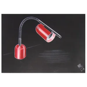 1979 Italian Design Drawing for a Desk Light Project by Luciano Mattioli 