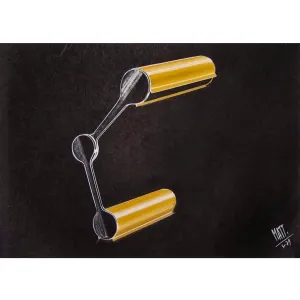 1979 Italian Design Drawing Sketch for a Desk Light Project by Luciano Mattioli 