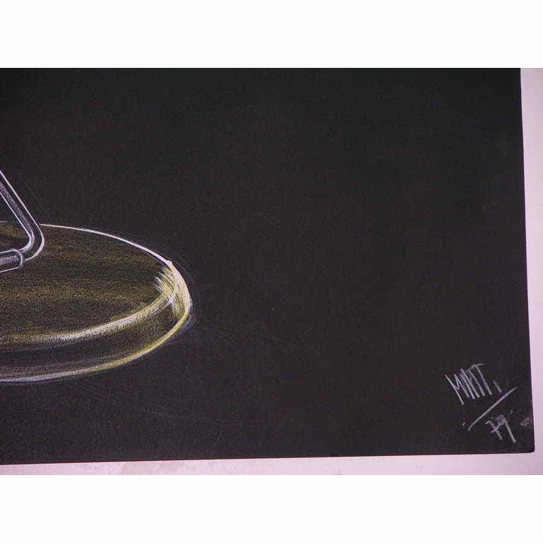 1979 Mattioli Italian Design Drawing for a Modern Green Desk Light Project
