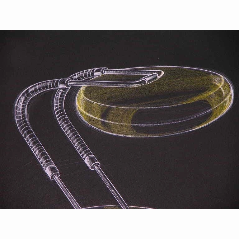 1979 Mattioli Italian Design Drawing for a Modern Green Desk Light Project