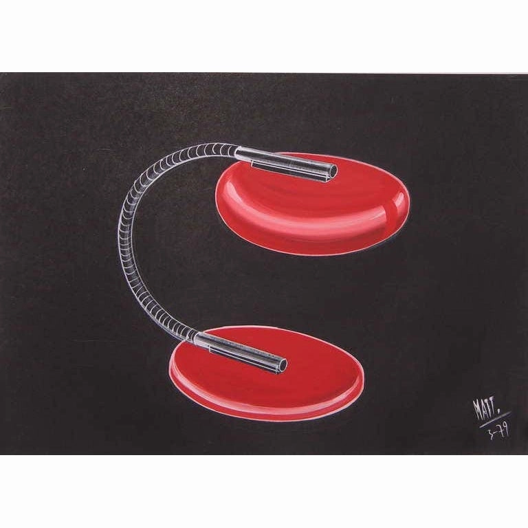 1979 Mattioli Italian Design Drawing for a Modern Green Desk Light Project