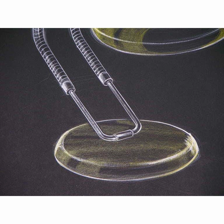1979 Mattioli Italian Design Drawing for a Modern Green Desk Light Project