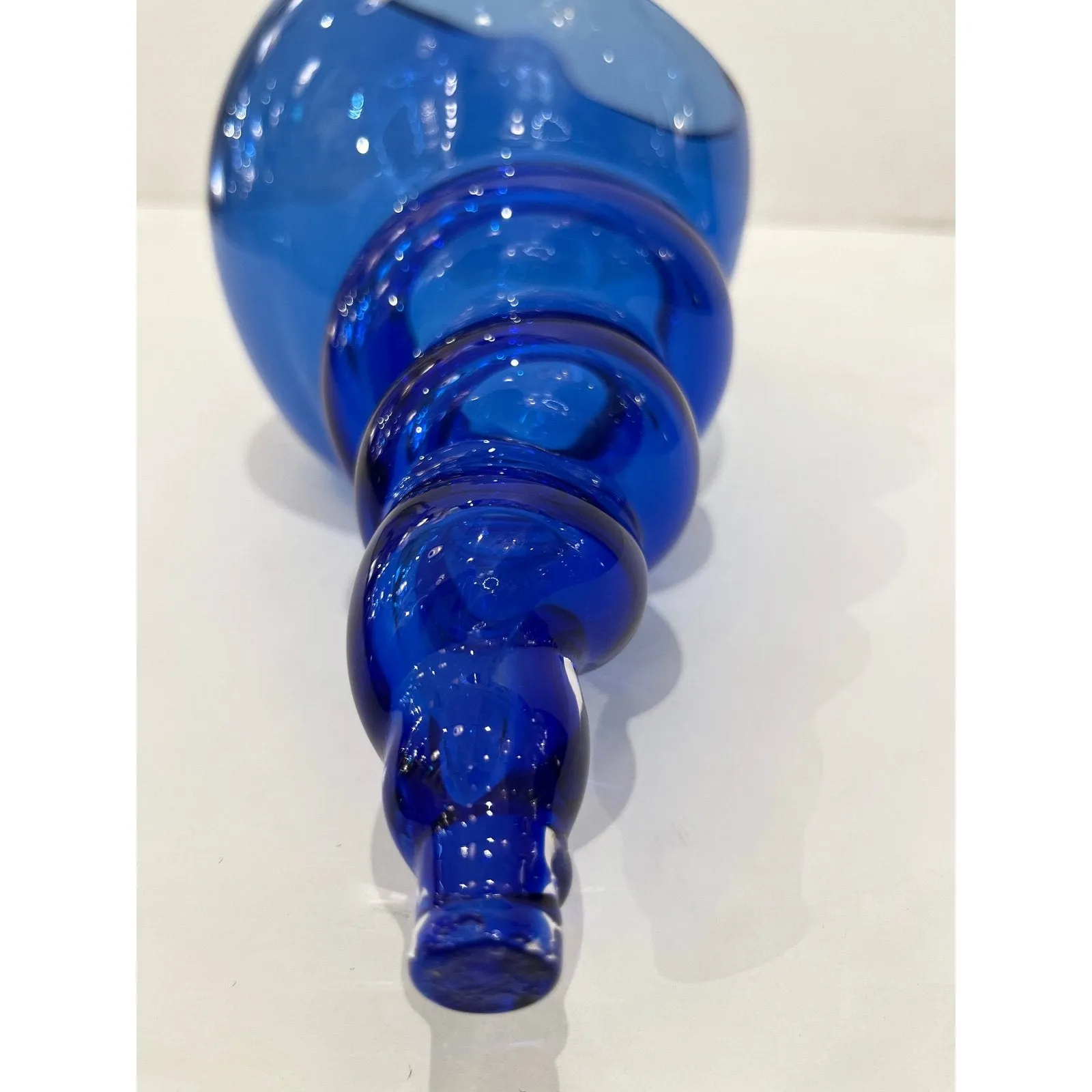 1980 Romano Don Italian Modern Cobalt Blue Murano Art Glass Spire Shell Bowl