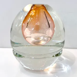 1980s Young Constantin Modern Crystal Pink Murano Glass Ovoid Flower Vase 