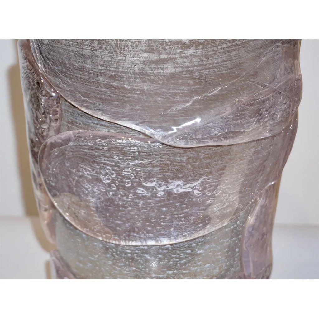 1990s Costantini Italian Pair of Silver Gray Pink Murano Alexandrite Glass Vases