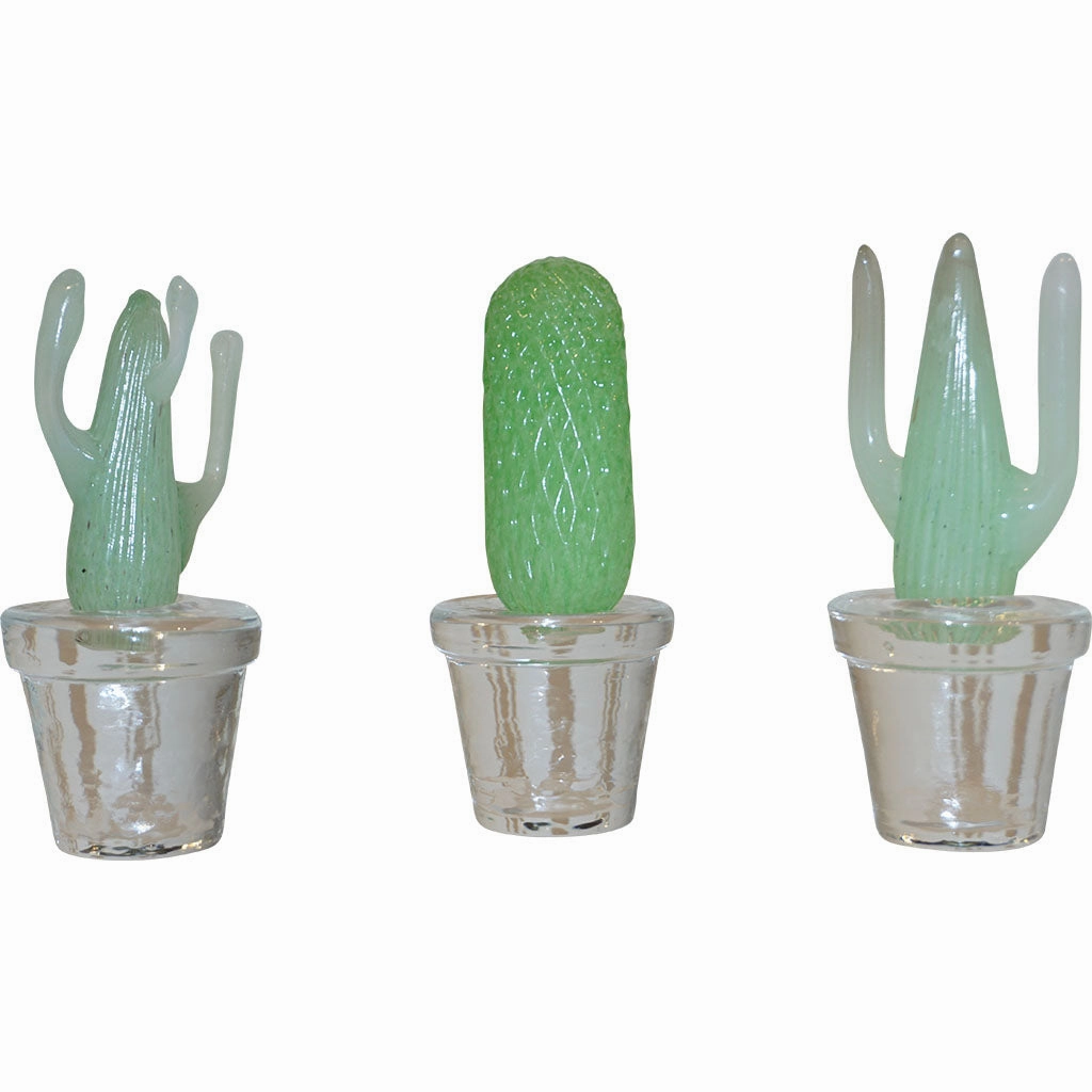 1990s Marta Marzotto Miniature Green Murano Glass Cactus Plants by Formia 