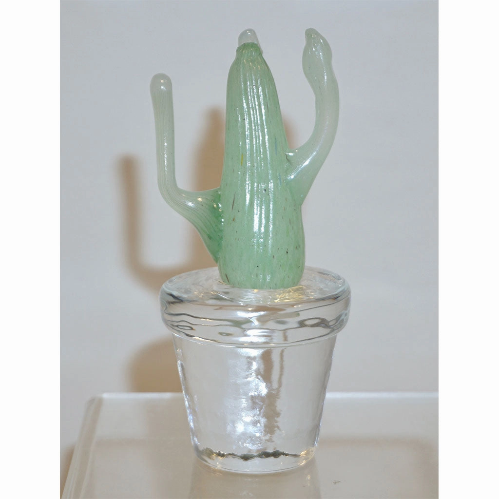 1990s Marta Marzotto Miniature Green Murano Glass Cactus Plants by Formia