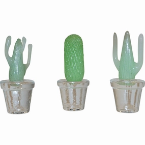 1990s Marta Marzotto Miniature Green Murano Glass Cactus Plants by Formia 