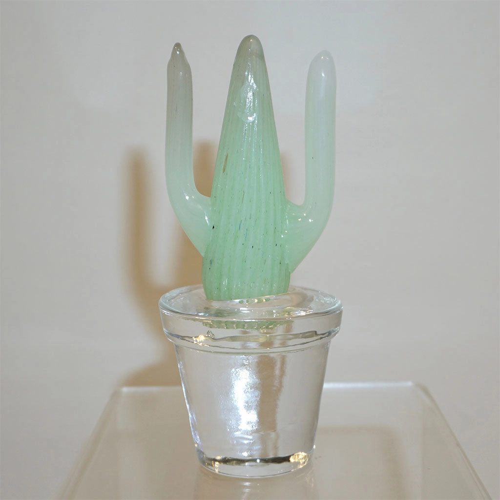 1990s Marta Marzotto Miniature Green Murano Glass Cactus Plants by Formia
