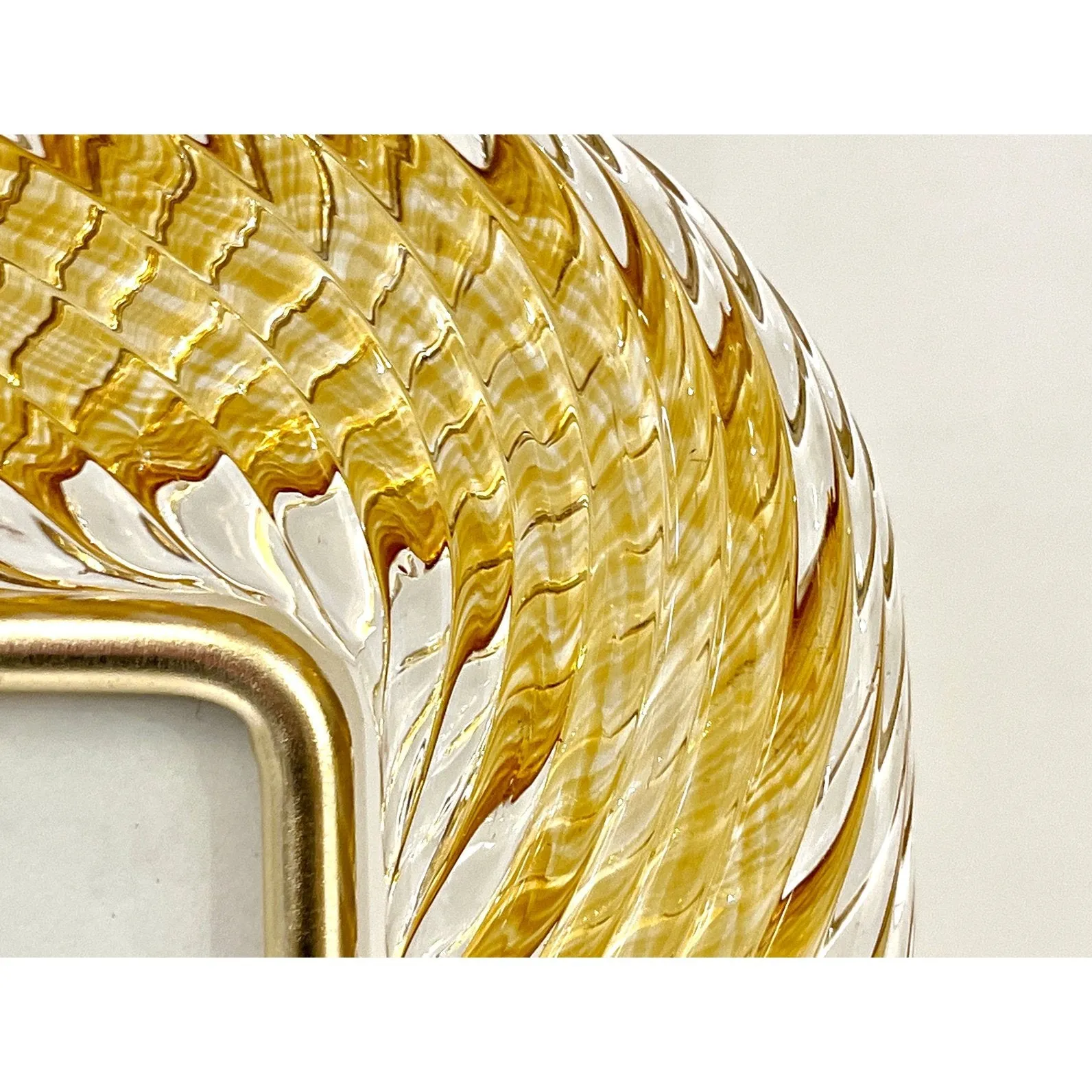 2000 Barovier Toso Italian Gold Crystal Twisted Murano Glass Brass Picture Frame