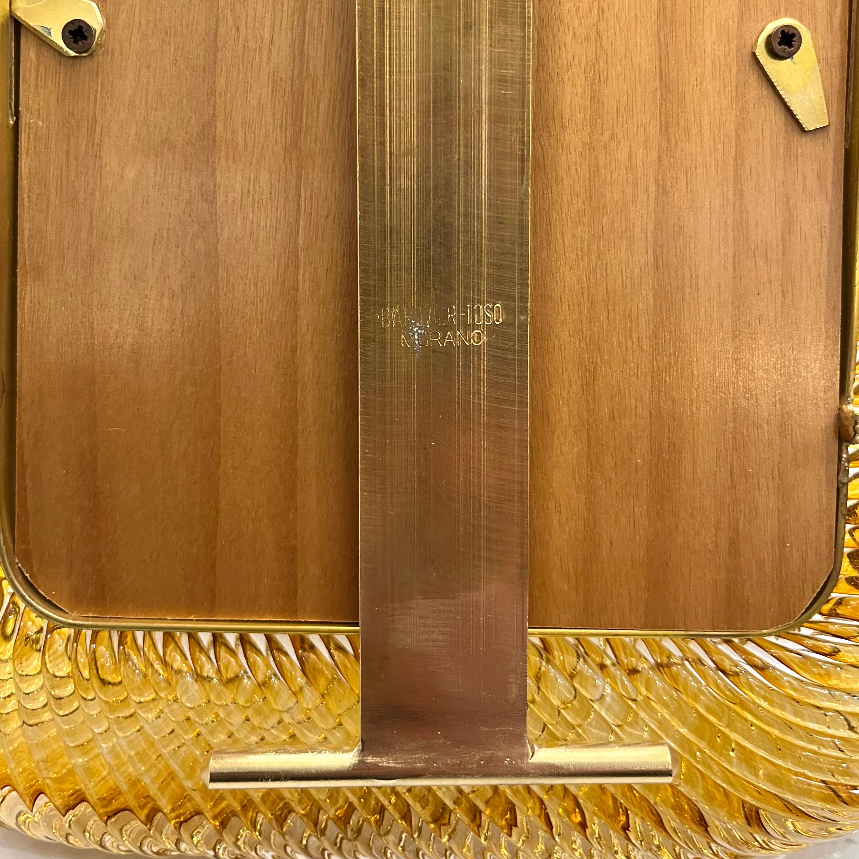 2000 Barovier Toso Italian Gold Crystal Twisted Murano Glass Brass Picture Frame