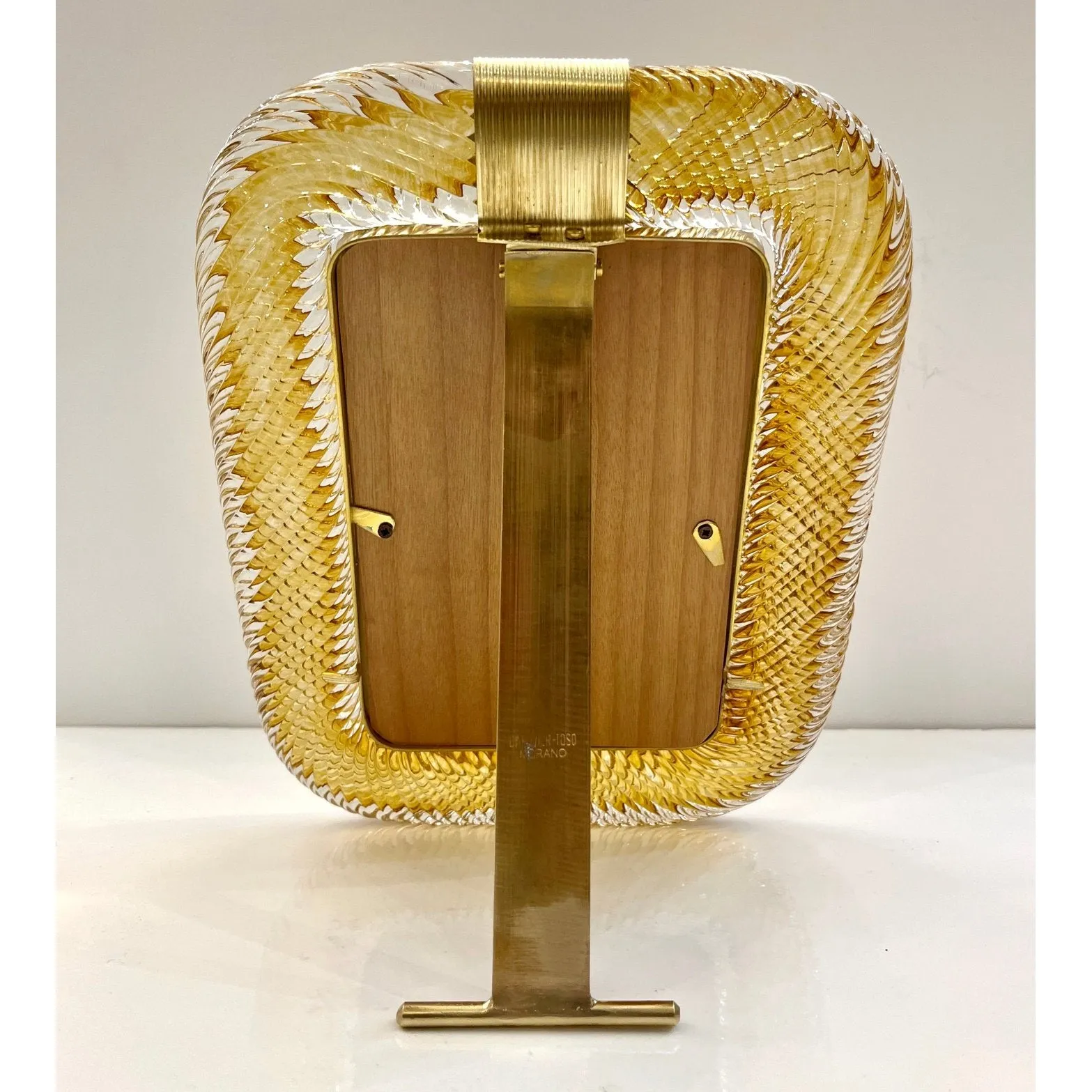 2000 Barovier Toso Italian Gold Crystal Twisted Murano Glass Brass Picture Frame