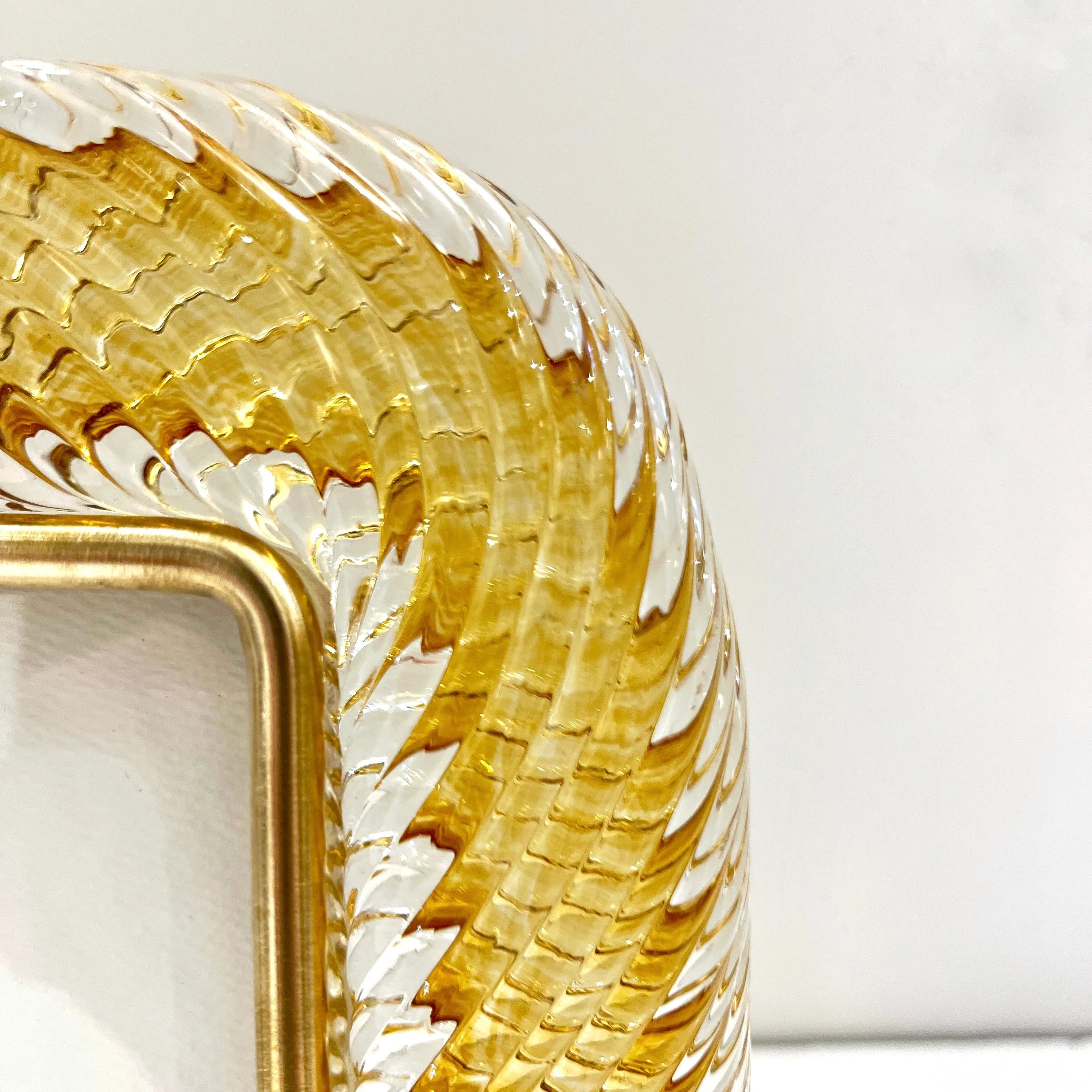 2000 Barovier Toso Italian Gold Crystal Twisted Murano Glass Brass Picture Frame