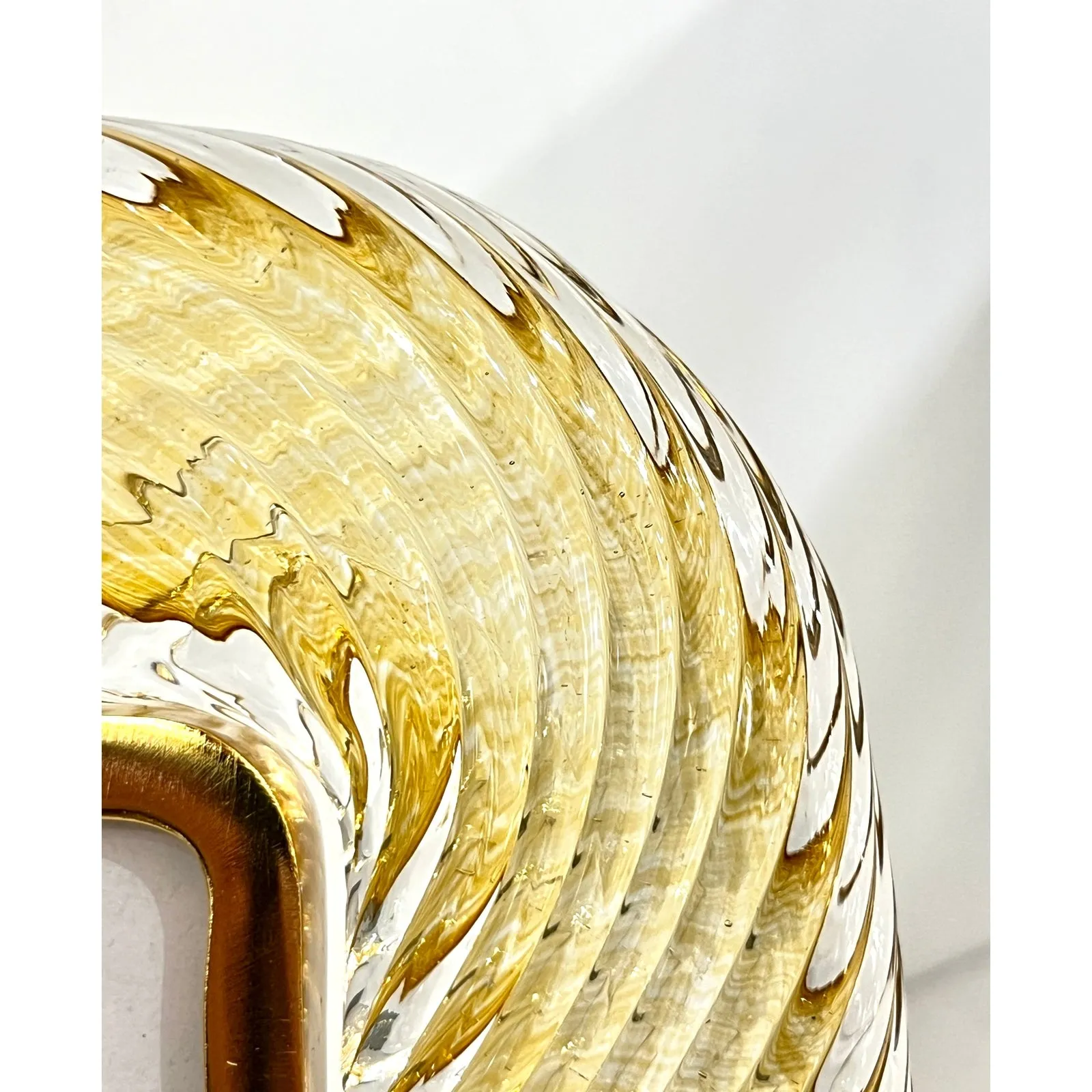 2010 Modern Italian Gold Amber Crystal Twisted Murano Glass Brass Picture Frame
